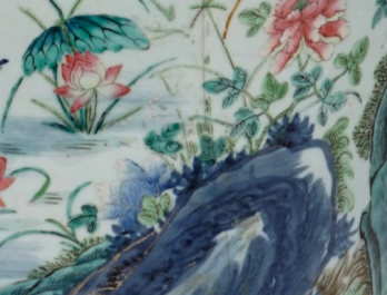 A very large Chinese famille rose vase with a peacock, 19th C.